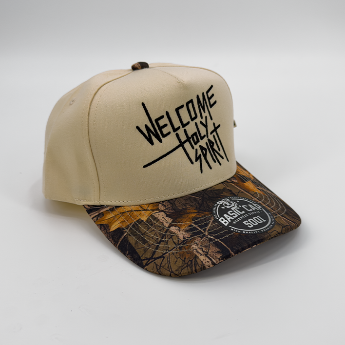 Welcome Holy Spirit Camo Embroidered Snapback