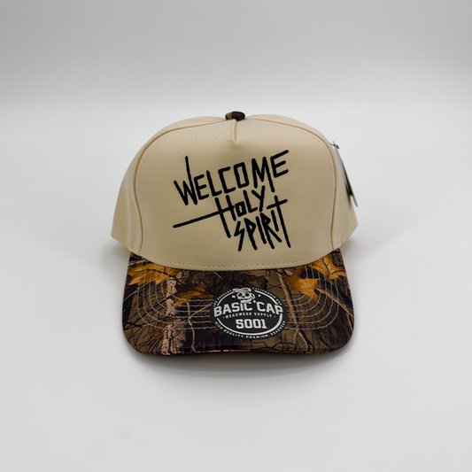 Welcome Holy Spirit Camo Embroidered Snapback